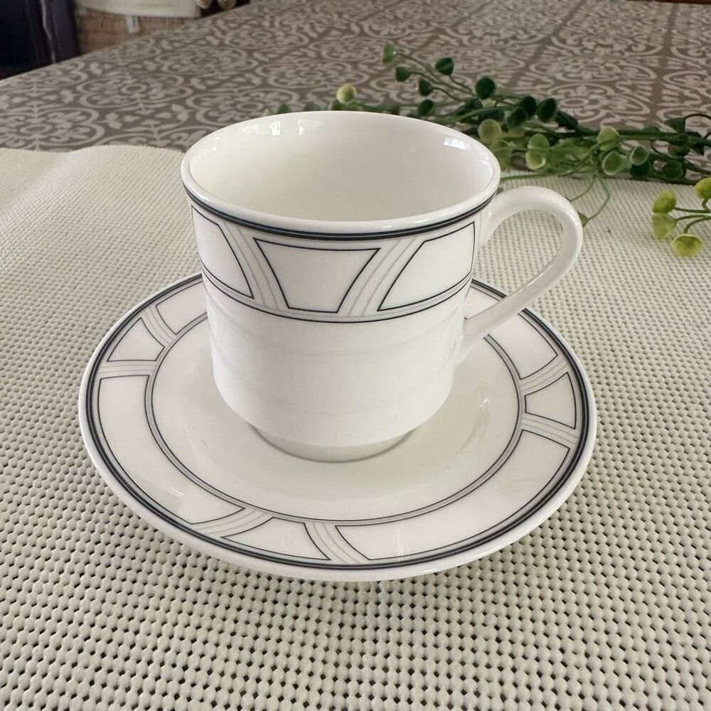 LENOX DECOR Collection Uptown 1 pair demitasse tea espresso cup & saucer set